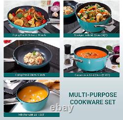 CUSIBOX Cookware Set Ceramic Nonstick Pan & Pot Set 8 Piece, Stock Pot, Frying