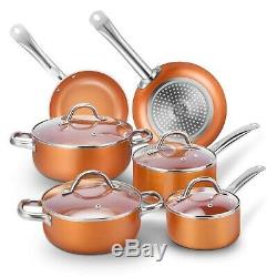 CUSIBOX Cookware Set Pan & Pot Set 10 Piece, Stock Pot, Saute Pan, Saucepan, G