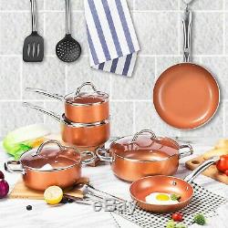CUSIBOX Cookware Set Pan & Pot Set 10 Piece, Stock Pot, Saute Pan, Saucepan, G