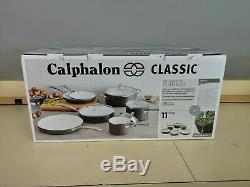 Calphalon Classic 11 Piece Ceramic Nonstick Cookware Set Grey / White New Open