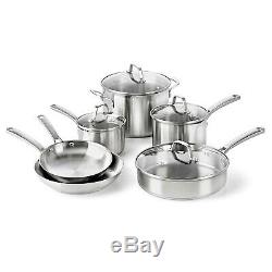 Calphalon Classic Pots and Pans Set, 10-Piece Cookware Set, Stainless Steel