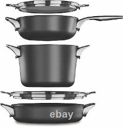 Calphalon Cookware Set Pots Premier Space Saving Gray Black 5-Piece