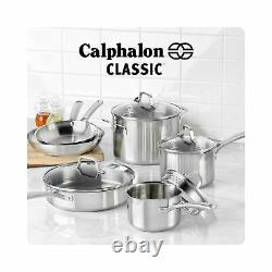 Calphalon Kitchen Classic Pots Pans 10 Piece Cookware Set Stainless Steel New