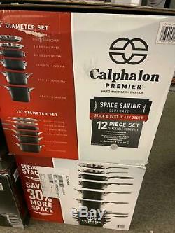Calphalon Premier 12-piece Hard Anodized Space Saving Cookware set NEW