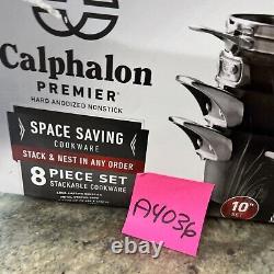 Calphalon Premier 8 Piece Space Saving Hard Anodized Cookware Set Pots Pans New