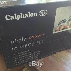 Calphalon T10 Tri-Ply Copper & Stainless 10 Piece Cookware Set NEW in Box