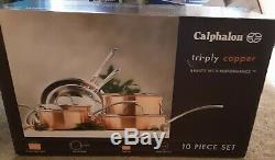 Calphalon Tri-Ply Copper Clad 10 Piece Cookware Set- New