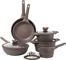 Carote Granite Nonstick Cookware Set, 10 Piece Pots and Pans Set Nonstick, Healt