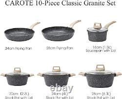 Carote Nonstick Granite Cookware Sets 10Pcs Stone Cookware Set, Non Stick Frying