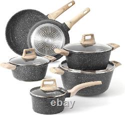 Carote Nonstick Granite Cookware Sets 10Pcs Stone Cookware Set, Non Stick Frying