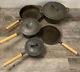 Cast Iron 8 Piece Kitchen Cookware Set Pots And Pans Dutch Oven Wood Handles