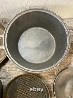 Cast Iron 8 Piece Kitchen Cookware Set Pots and Pans Dutch Oven Wood Handles