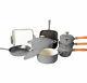 Cast Iron Cookware Set Of 8 With Enamel Coating Hob & Oven Safe Grey