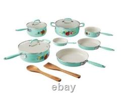 Ceramic Nonstick Cookware Set 12-Piece Cast Iron Pots Pans Cook Kitchen Home