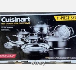 Chef's Classic Stainless Cookware Cuisinart 11 Piece Set NEW