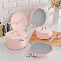 Ciarra Beyond 7 Piece Nonstick Pots and Pans Set with Lid Pink Cookware (£400)