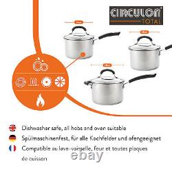 Circulon Saucepan Set with Lids in Stainless Steel Non Stick Induction Cookware