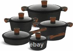 Cooking Pots Cookware Set Induction Granite Ceramic Stone 10 Piece Black Pans