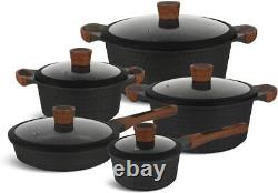 Cooking Pots Set Cookware Pan Saucepot 10 Piece Black NON STICK