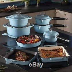 Cooks Cast Iron Cookware 8 Piece Set by Cooks Professional Blue