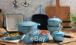 Cooks Cast Iron Cookware 8 Piece Set by Cooks Professional Blue