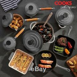 Cooks Professional Cast Iron Cookware Pan Skillet Saucepan Dish 3 or 5 Piece Set