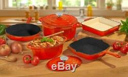 Cooks Professional Cast Iron Cookware Pan Skillet Saucepan Dish 5 Piece Set NEW
