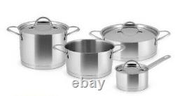 Cookware 7 Pieces Stainless Steel Silver Dishwasher Oven Safe induction pan set
