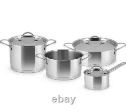 Cookware 7 Pieces Stainless Steel Silver Dishwasher Oven Safe induction pan set
