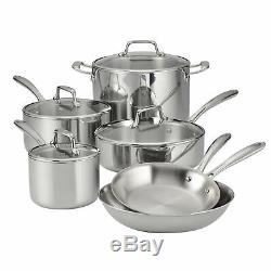 Cookware Set 10-Piece Stainless Steel Tri-Ply Clad Kitchen Frying Pan Oven Safe