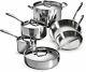 Cookware Set 10-piece Stainless Steel Tri-ply Clad Kitchen Frying Pan Oven Safe