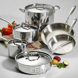 Cookware Set 10-Piece Stainless Steel Tri-Ply Clad Kitchen Frying Pan Oven Safe