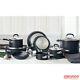 Cookware Set Hard Anodised Induction 13 Piece In Black Saucepan Non Stick Pots