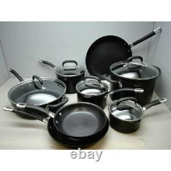 Cookware Set Hard Anodised Induction 13 Piece in Black Saucepan Non Stick Pots