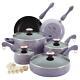 Cookware Set Lids Non-stick Oven Safe Porcelain 15-piece Lavender Speckle Purple