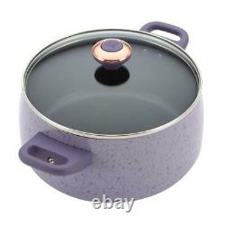 Cookware Set Lids Non-Stick Oven Safe Porcelain 15-Piece Lavender Speckle Purple