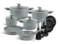 Cookware Set Non Stick 15 Piece Pots Pan Lids Saucepan Induction Marble Granite
