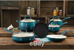 Cookware Set Non-Stick Coating 10 Piece Ocean Teal Ceramic Pots And Pans Set