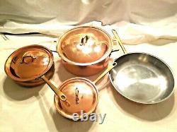 Copper Stainless Steel 7 Piece Cookware Set Pot Saute Pan Large Skillet LID