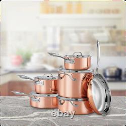 Cuisinart Copper Tri-Ply Stainless Steel 11-Piece Cookware Set CTPG-11PC