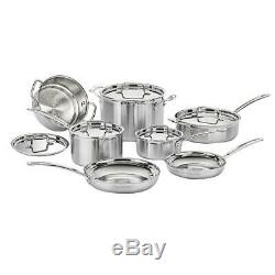 Cuisinart MultiClad Pro 12-Piece Stainless Cookware Set with Lids Drip-free New