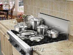 Cuisinart Stainless Steel Cookware Set Kitchen Pots And Pans 12-Piece Skillet