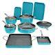 Curtis Stone 14-piece Durapan Nonstick All-purpose Cookware Set-turquoise