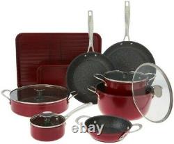Curtis Stone 14-piece Stacking Cookware Set-Cherry Red