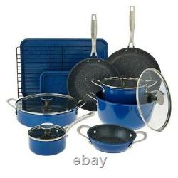 Curtis Stone 14-piece Stacking Cookware Set-Classic Blue