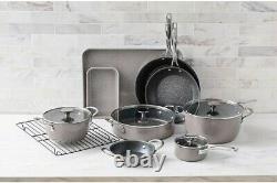 Curtis Stone 14-piece Stacking Cookware Set-Stone Gray