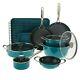 Curtis Stone 14-piece Stacking Cookware Set-turquoise