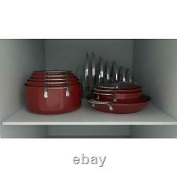 Curtis Stone 17-piece Dura-Pan Nonstick Nesting Cookware Set-Cherry Red