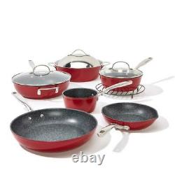 Curtis Stone Dura-Pan Nonstick 10-piece Chef's Cookware Set, Red