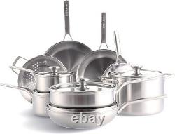 ELITE Tri-Ply Stainless Steel Induction 14-Piece Cookware Pots and Pans Set, Mul